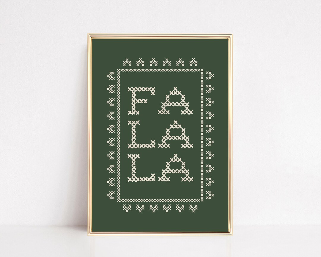 Fa La La Print Green Kitschy Christmas Decor Christmas Wall Art Christmas Print Cross Stitch Art ... | Etsy (US)