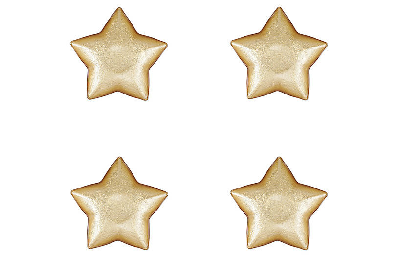 S/4 Festa Glass Gold Star Dish | One Kings Lane