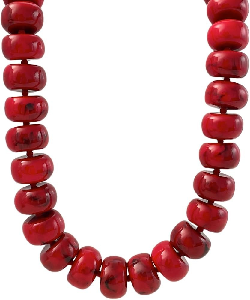 Miniature Semi-Precious Stone & Oversized Multi-Color Resin Bead Statement Necklace - 17"+3" Exte... | Amazon (US)