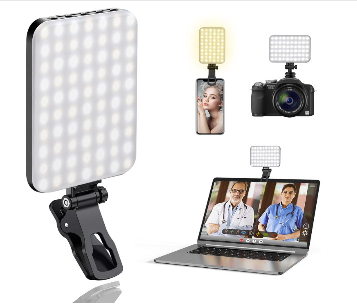 ALTSON 60 LED Portable Selfie Light Video Conference Lighting with Clip & Camera Tripod Adapter Rechargeable 2200mAh CRI 97+, 3 Light Modes for Phone iPhone Webcam Laptop Photo Makeup 

 