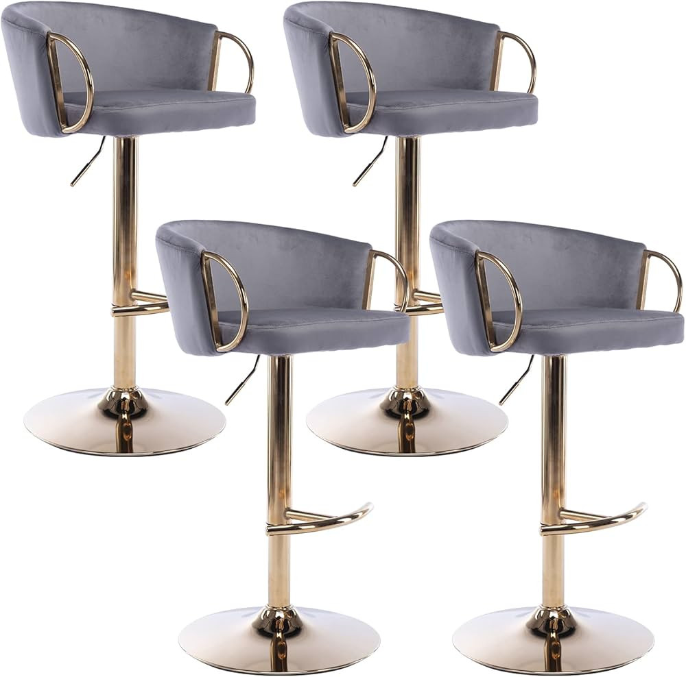 Homtique Bar Stools Set of 4, Modern Adjustable Swivel Counter Height Bar Stool with Back and Gol... | Amazon (US)
