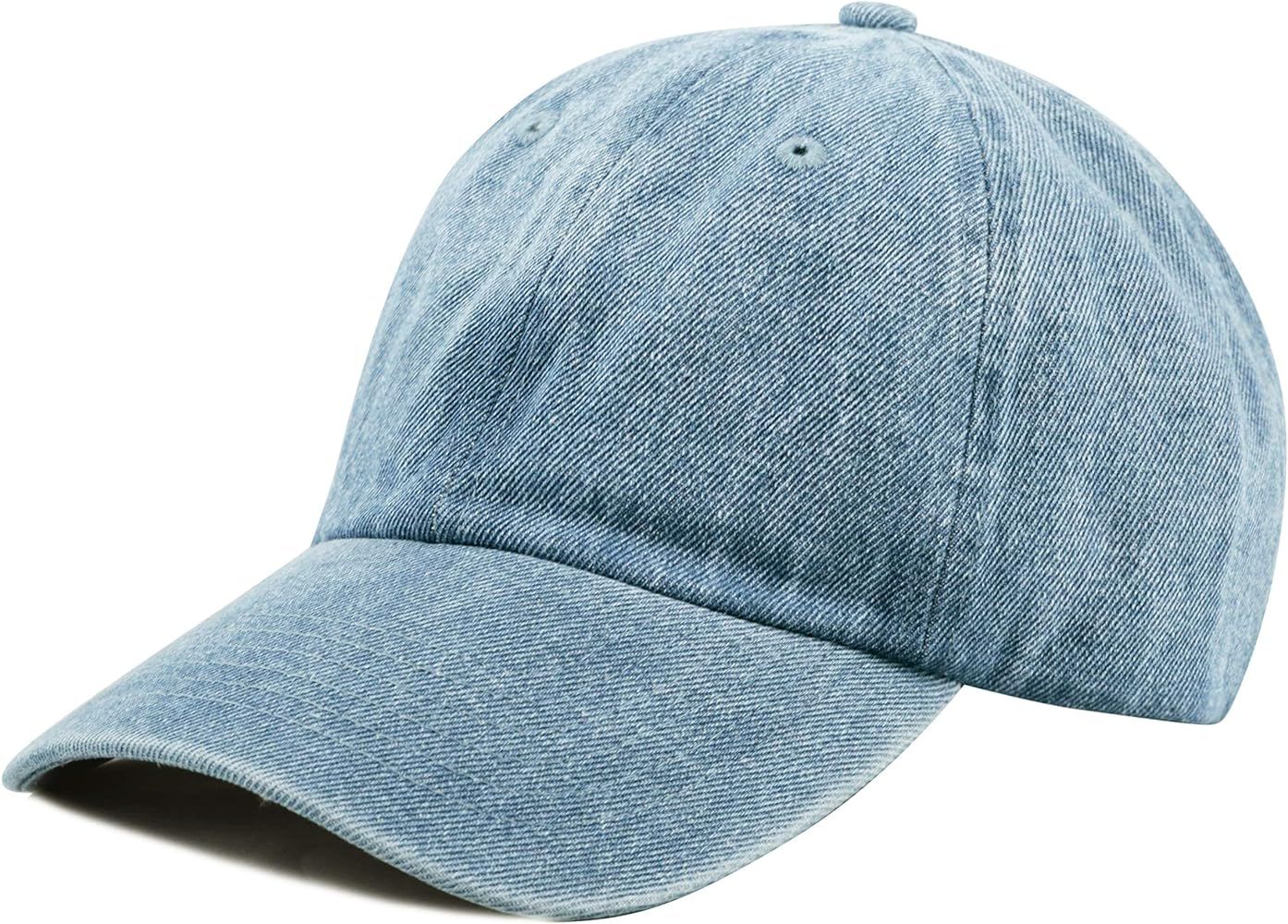 Baseball Dad Hat Women Men Blank Washed Low Profile Cotton and Denim UPF 50+ Running Golf Cap Hat | Amazon (US)