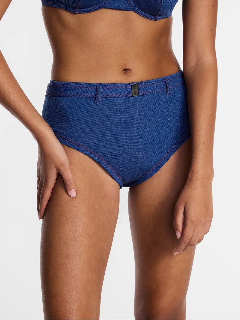 Kacey Lee Women's and Women's Plus High Waisted Boyshort Bikini Bottoms with Pockets, Sizes XS-3X | Walmart (US)