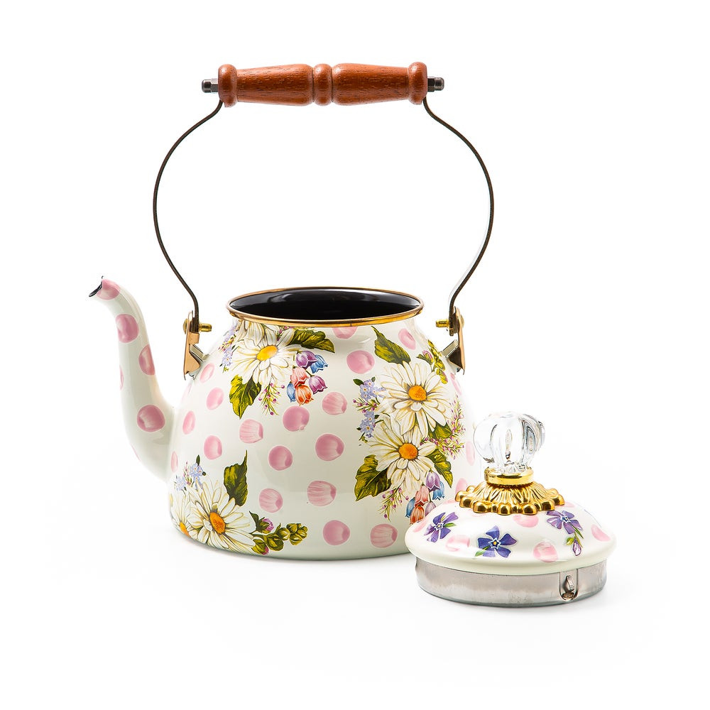 Wildflowers Pink 2 Quart Tea Kettle | MacKenzie-Childs
