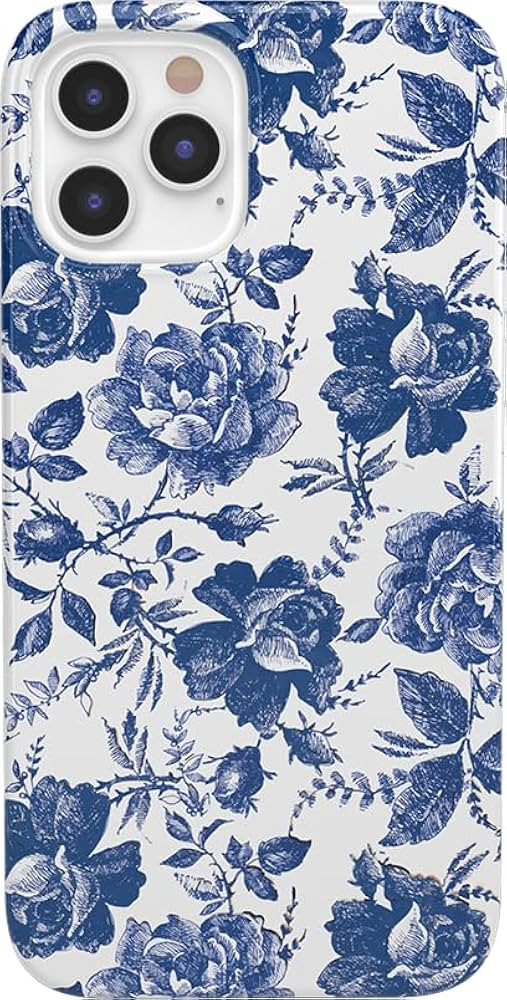 Casely iPhone 12/12 Pro Floral Case | Rose to Fame | Blue & White Rose Case | Amazon (US)