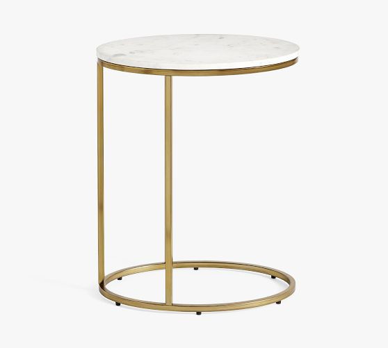 Delaney Oval Marble C-Table (19") | Pottery Barn (US)