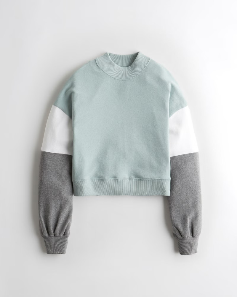 Colorblock Crop Crewneck Sweatshirt | Hollister (US)