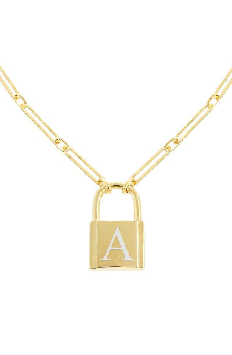 Open Link Engraved Lock Pendant Necklace | Nordstrom