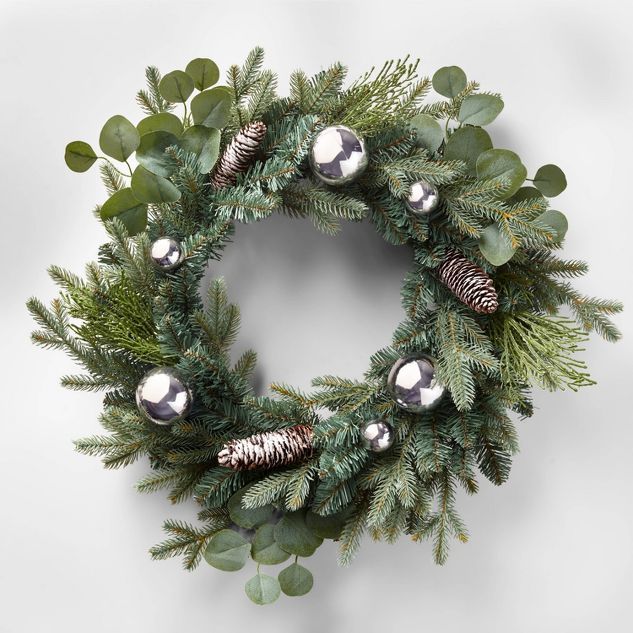 22in Unlit Greenery Eucalyptus Silver Shatter-Resistant Artificial Christmas Wreath - Wondershop&... | Target