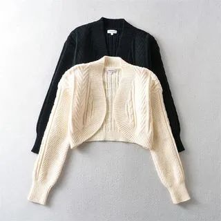 Cable Knit Open Front Crop Cardigan | YesStyle Global