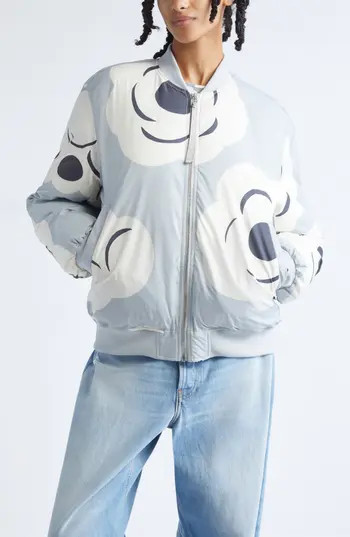Marimekko Blossa Unikko Bomber Jacket in Grey Off White Dark Grey at Nordstrom Rack, Size Small | Nordstrom Rack