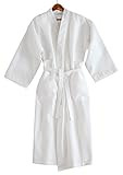 Poyet Motte Made In France Symphonie Kimono 100% Cotton Waffle Weave Robe, Small, White | Amazon (US)