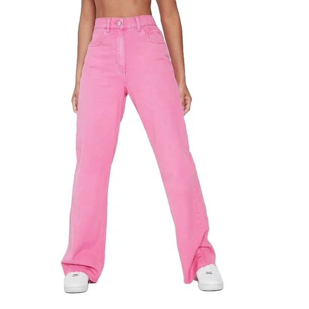 Womens Jeans Plain Tapered/Carrot High Waist Boyfriend Fit Pink 29 | Walmart (US)