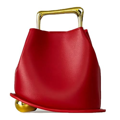 ZGRJSZDD Women PU Leather Handbag Crossbody Shoulder Purse Top Handle Bucket Bag，A Red | Amazon (US)