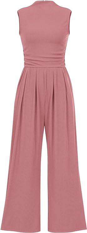 PRETTYGARDEN Womens Summer Jumpsuits Dressy Casual One Piece Outfits Sleeveless Mock Neck Wide Le... | Amazon (US)