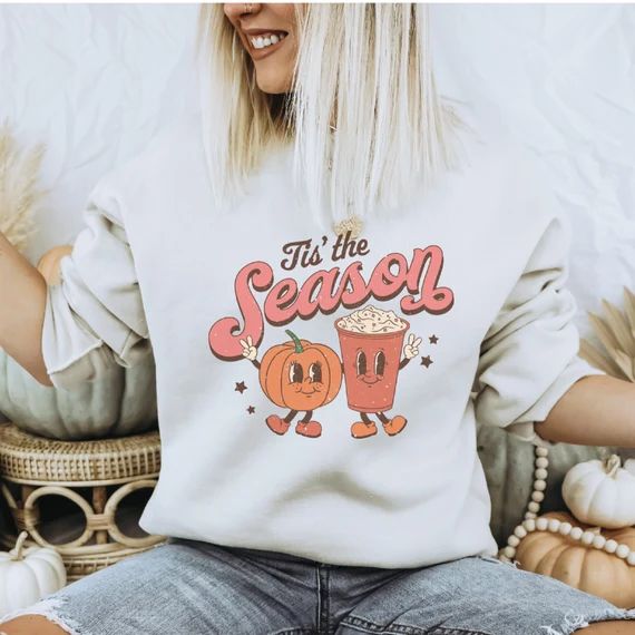 Retro Tis the Season Sweatshirt, Fall Retro Sweatshirts, Pumpkin Spice Sweatshirt, Cute Fall Swea... | Etsy (US)