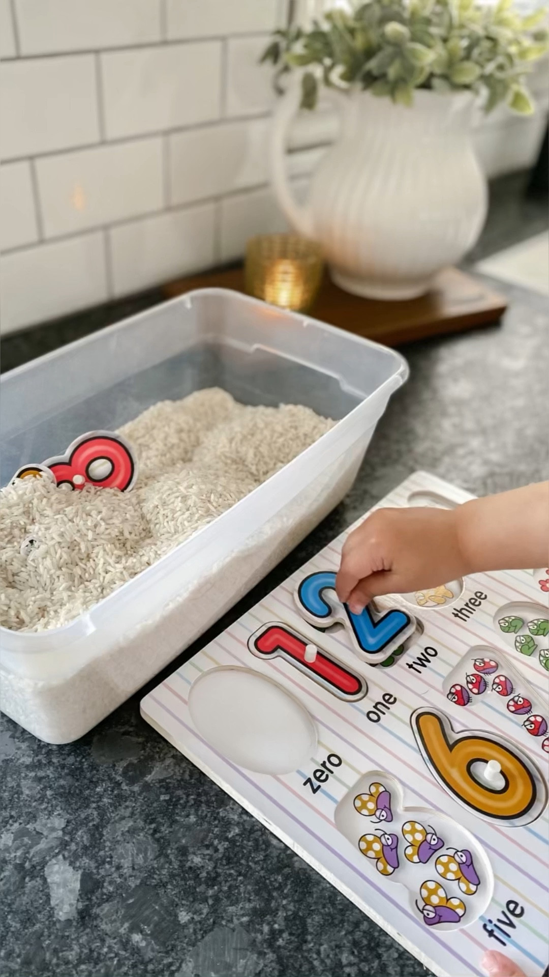 PUZZLE RICE HUNT! 🧩 

I buy rice in bulk around here specifically for activities like this one. Super easy to set-up, cheap, and gives your child more ways to do the puzzles they already have! Plus, it’s just fun! I have a soft spot for any activity that involves a little sensory play. Roo does too and you can tell by her engagement level. She loved this one! 👏🏼

Plus, it’s perfect practice for letter, number, or shape recognition. But you can use any wooden puzzles you have laying around!

Here’s a list of our favorite @melissaanddougtoys puzzles.

#LTKunder50 #LTKkids #LTKFind