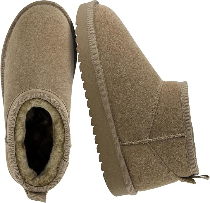 CUSHIONAIRE Hip-3 Genuine Suede Leather Ankle Boots for Women – Pull On Cozy Faux Fur Boots Wom... | Amazon (US)