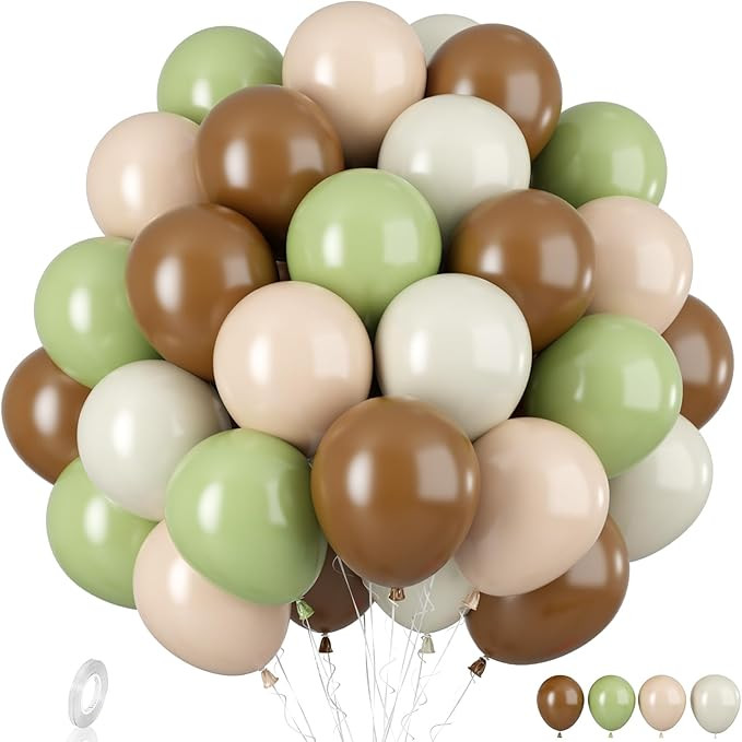 Green and Brown Balloons, 45pcs Sage Green Brown Balloons, Sage Green Brown and Beige Latex Ballo... | Amazon (US)