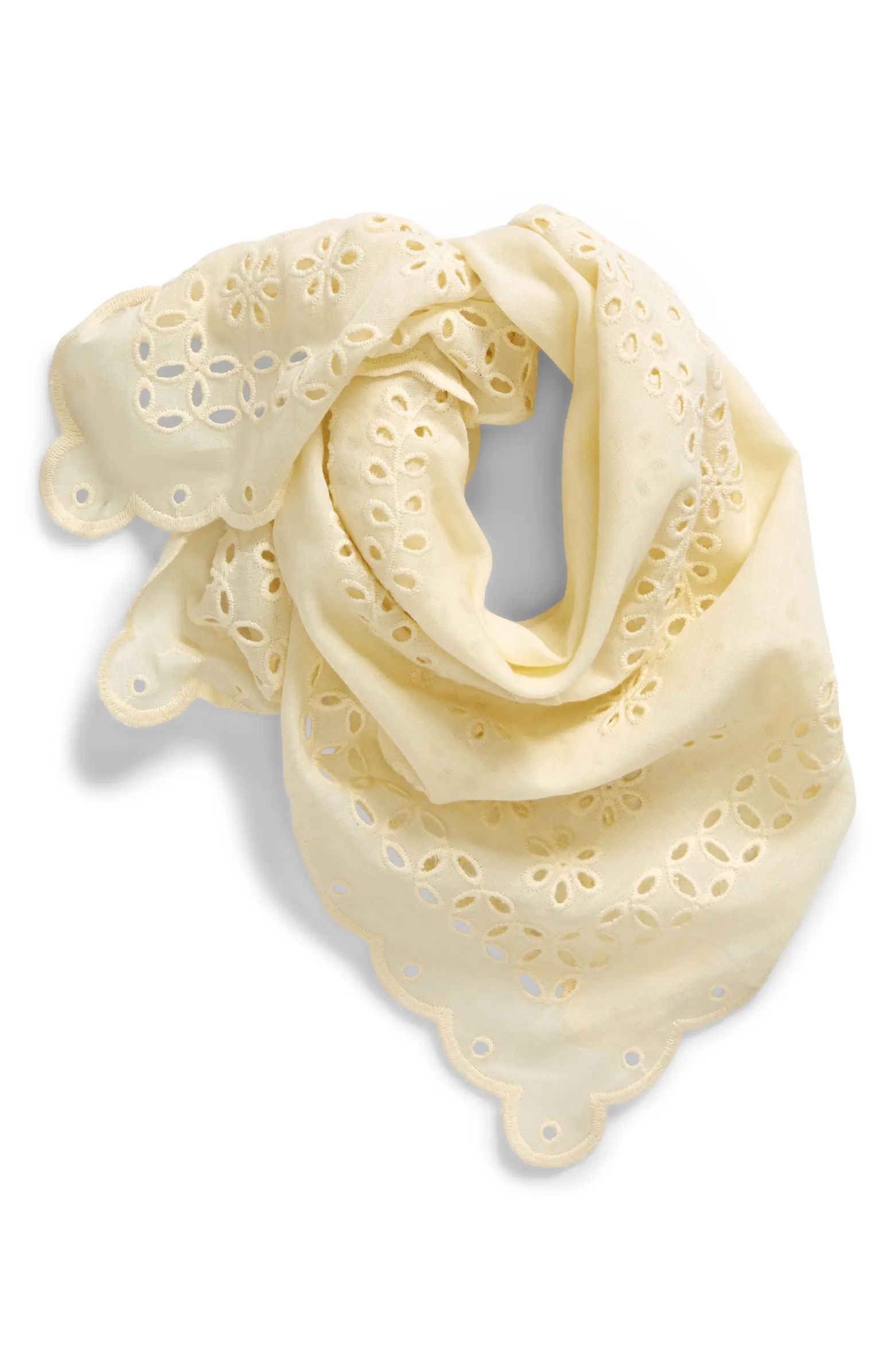 Madewell Embroidered Floral Eyelet Organic Cotton Bandana | Nordstrom | Nordstrom