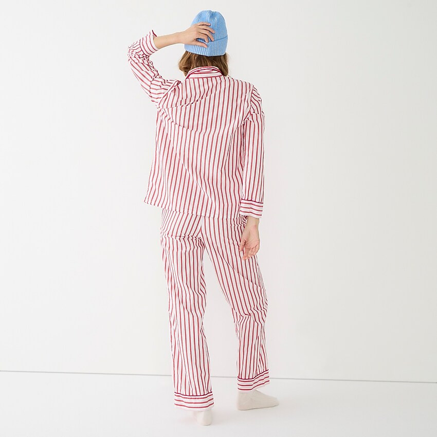Long-sleeve cotton poplin pajama set in red stripe | J. Crew US