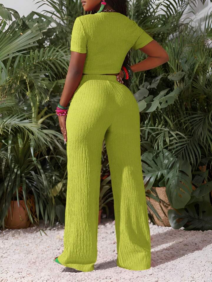 Slaydiva New Casual Basic Sports Style Spring And Summer Round Neck Short-Sleeved Truncated T-Shi... | SHEIN