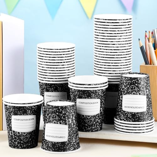 Jingmore 50 Pack Back to School Cups 9 oz Composition Book Paper Cups Disposable Funny Cold Hot D... | Amazon (US)