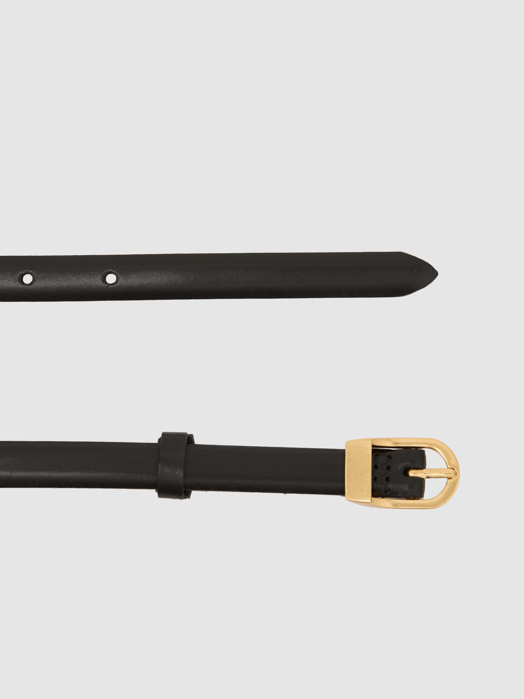 Reiss Leather Mini-Buckle Belt in Black - REISS | Reiss UK