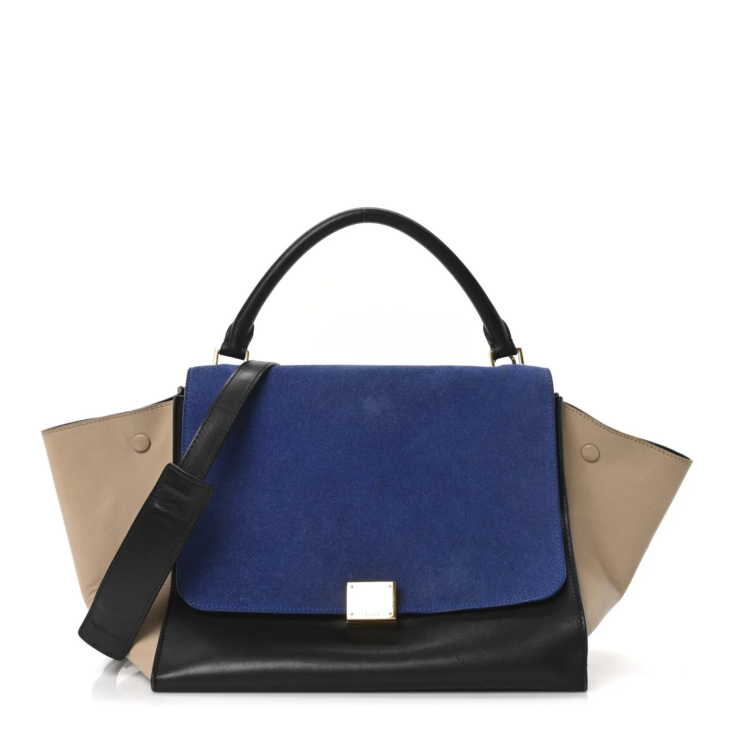 Smooth Calfskin Suede Medium Tri-Color Trapeze Royal Blue | FASHIONPHILE (US)