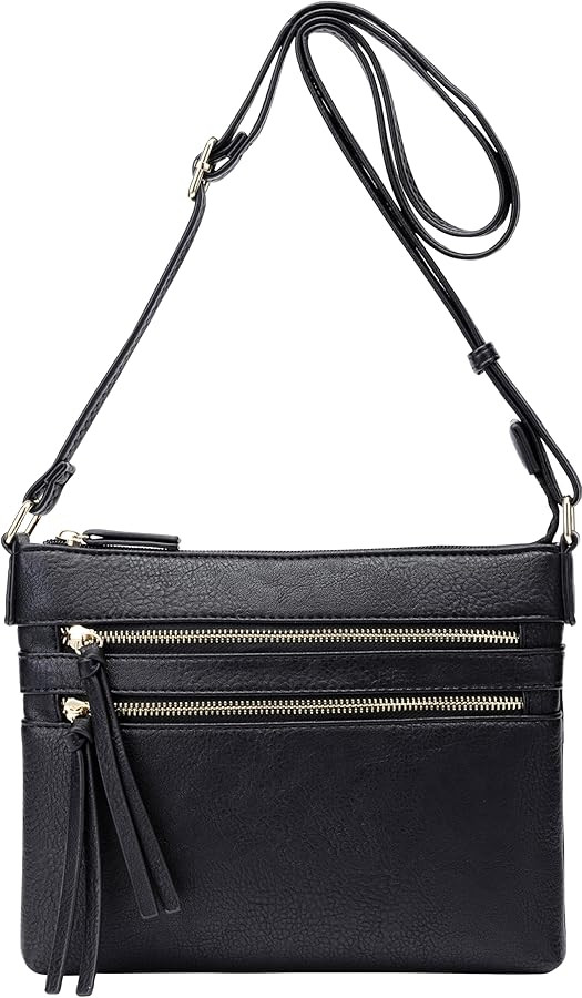 B BRENTANO Vegan Multi-Zipper Crossbody Handbag Purse with Tassel Accents | Amazon (US)
