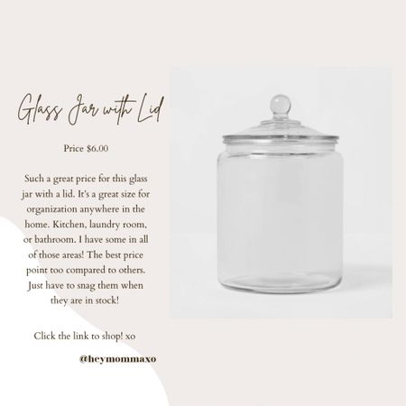 Perfect Jar for home organization and only $6. Find it in your local target store if you can! 

Home organization | glass jar | Home finds | affordable home | target | laundry room | bathroom | Kitchen essentials | January 

#LTKMostLoved #LTKhome #LTKsalealert