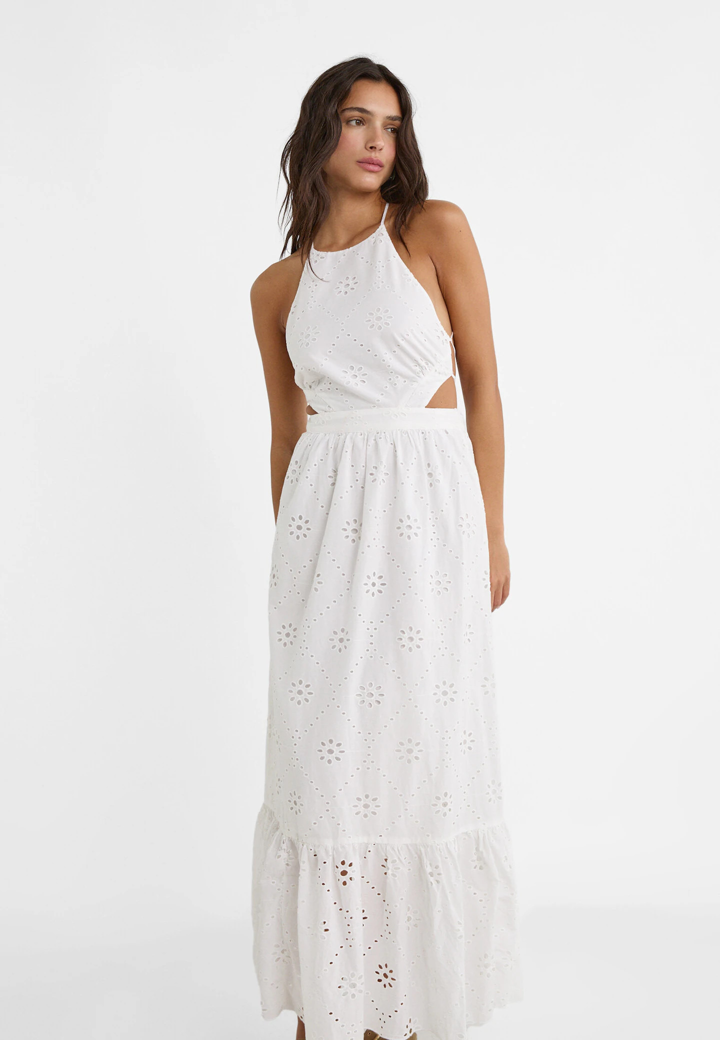 Robe longue brodée - Longue femme | Stradivarius France | Stradivarius (FR)