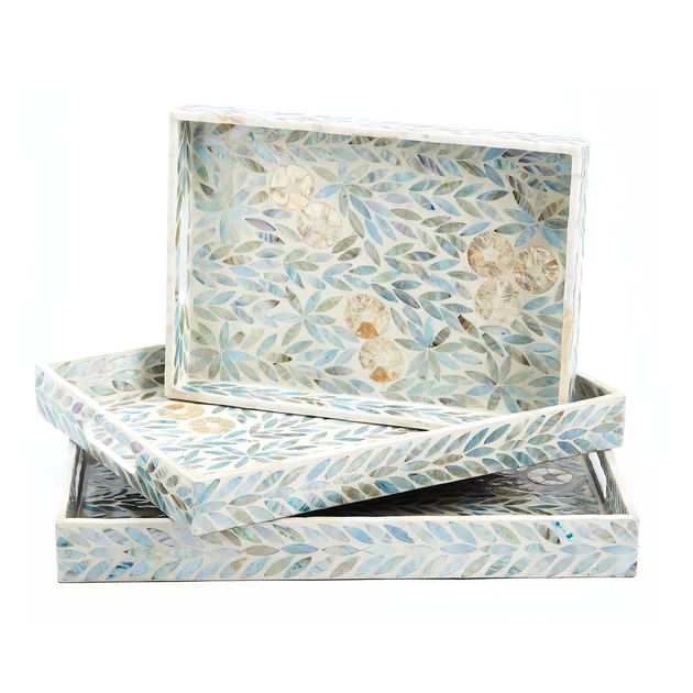 Floral Inlay Mother of Pearl Nesting Trays | Cailini Coastal