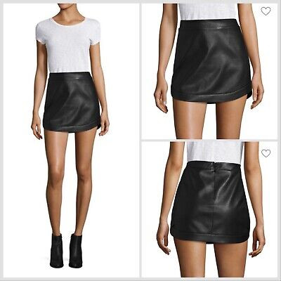 BCBG Maxazria Faux Leather Kanya Mini Skirt Black Lined NWT Size Medium | eBay US