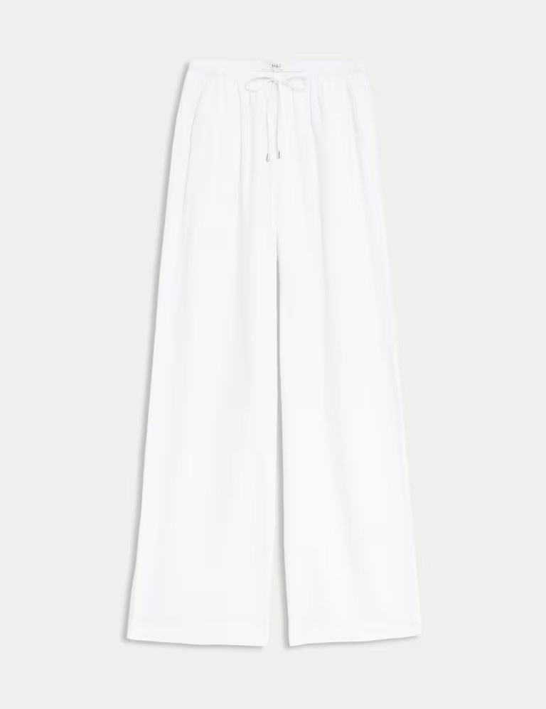 Linen Blend Wide Leg Trousers | Marks & Spencer (UK)