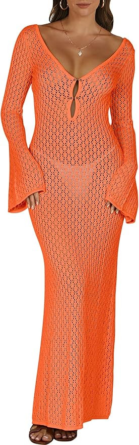 ANRABESS Women Swimsuit Swim Crochet Cover Up Knit Bathing Suit Swimwear 2026 Summer Bodycon Beac... | Amazon (US)