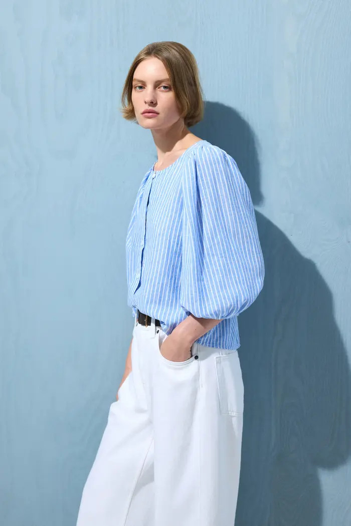 Linen-blend Blouse | Nordstrom