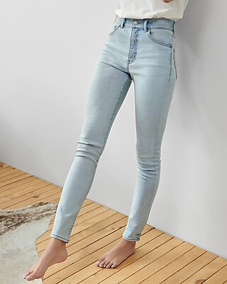 High Waisted Light Wash Knit Skinny Jeans | Express