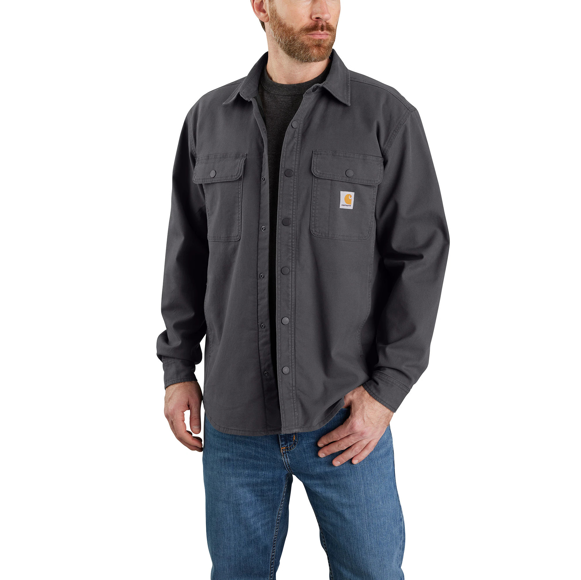 Carhartt Men's Gray Canvas Long sleeve Button-down shirt ( Medium ) | 105419-029M | Lowe's