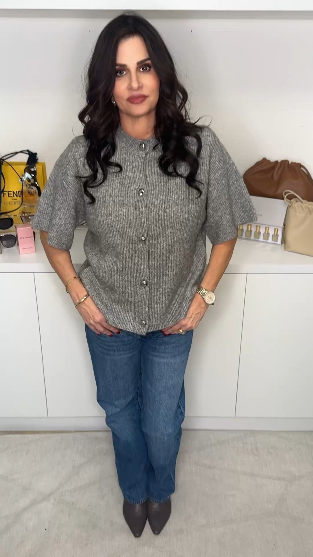 This wool knit top is so cute , and comfy . Has a boxy fit. Wearing a sm . Silver button detail which is not really like me so I wore 2 tone earrings . Jeans 25 booties TTS 

#LTKSaleAlert #LTKOver40 #LTKFindsUnder50