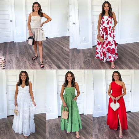 20% off all dresses plus an extra 15% off with code DRESSFEST

32b bra size
Narrow shoulders, wider hips 
Size 2/26 in bottoms 
5’0, around 105 pounds 

Beige drop-waist mini dress XS petite TTS 
Black bow sandals size 5.5 TTS 

White and red floral XXS petite TTS 
Clear heels size 5 TTS 

White lace maxi dress size XXS petite - a little big in the shoulders on me and the band under the bust is a little snug! Long on me without a low to medium heel
Clear heels size 5 TTS 

Jade green strapless maxi dress size XXS petite TTS 
Clear heels size 5 TTS 

Red one shoulder maxi dress size XS petite TTS 
Clear heels size 5 TTS 

Wedding guest dress 
Wedding guest 
Summer Dress 
Summer Outfits 
Nashville outfit 

Honey Sweet Petite 
Honeysweetpetite

#LTKFindsUnder100 #LTKStyleTip #LTKSaleAlert