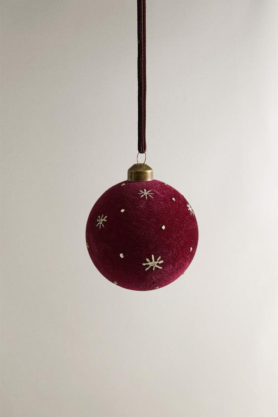 VELVET BAUBLE CHRISTMAS TREE DECORATION WITH STARS | Zara UK