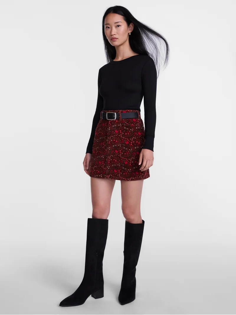 Scenario Women's and Women's Plus Rib Tee with Long Sleeves, Sizes XS-4X | Walmart (US)