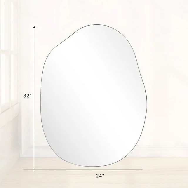 BEAUTYPEAK 24" x 32" Vanity Mirror Wall Wavy Mirror Bathroom Mirror Decor , Black | Walmart (US)