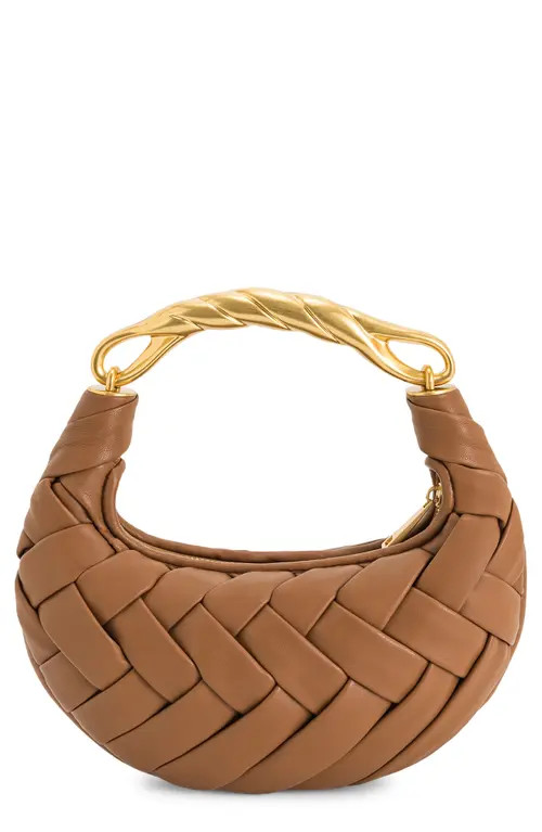 JW PEI Orla Woven Faux Leather Clutch in Brown Leather With Gold at Nordstrom | Nordstrom