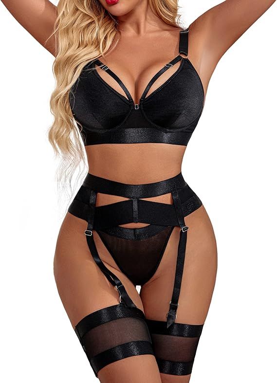Avidlove Sexy Lingerie Set for Women with Underwire Strappy Lingerie Push Up 5 Piece Lingerie Set... | Amazon (US)