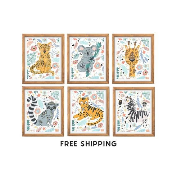 Jungle Nursery Art Kids Playroom Decor Safari Nursery Decor | Etsy | Etsy (US)