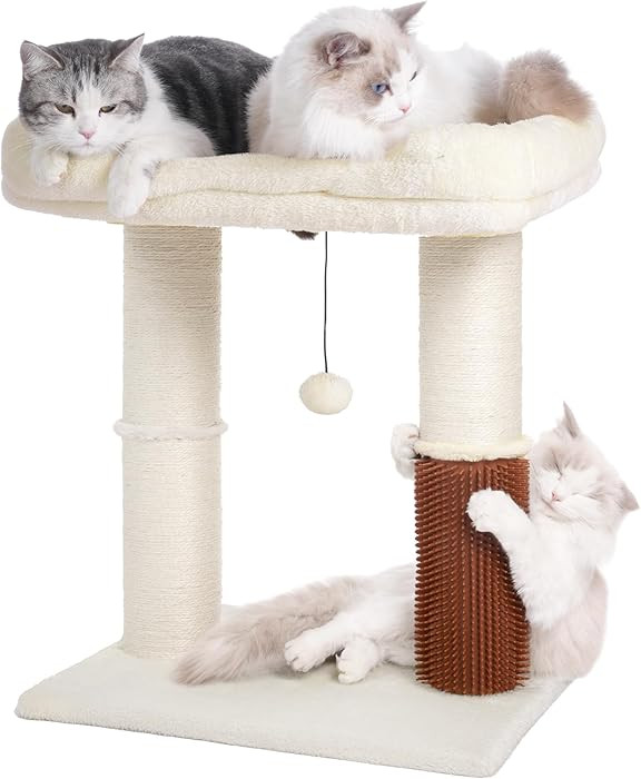 Cat Tree Tower for Large Cats Cat Scratching Post with Cat Self Groomer, 20x15.7” Wide Top Bed,... | Amazon (US)