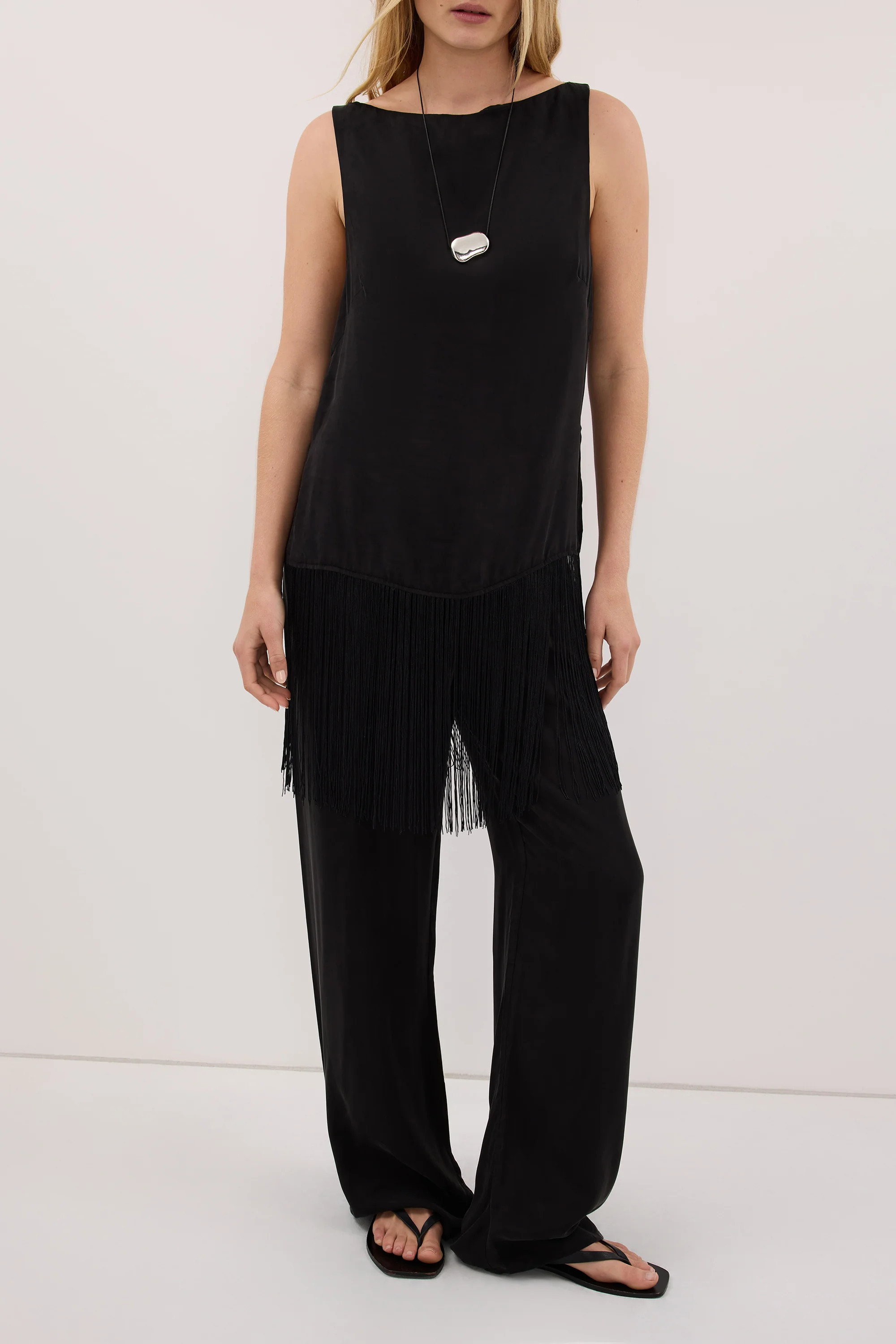 ADDIE BLACK CUPRO DRAWSTRING PANT | DISSH