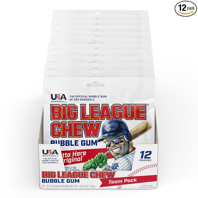Big League Chew Outta Here Original Bubble Gum - Classic Ballpark Flavor | Perfect for Baseball G... | Amazon (US)